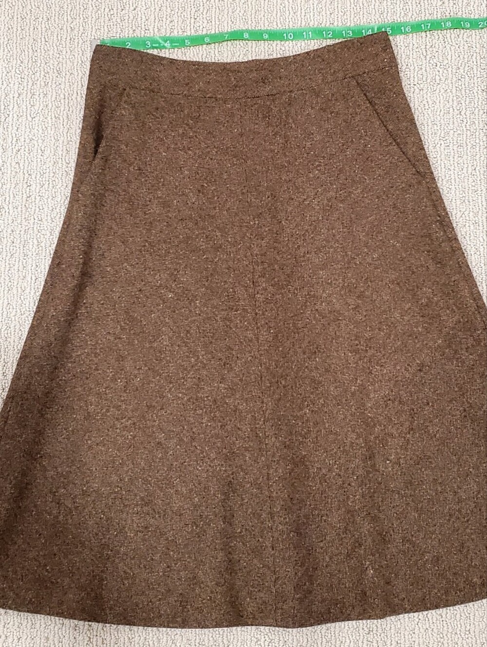 Theory Brown Fleck Donegal Tweed 98% Wool Midi ALine Skirt Pockets Sz 4 LIKE NEW - Picture 12 of 16